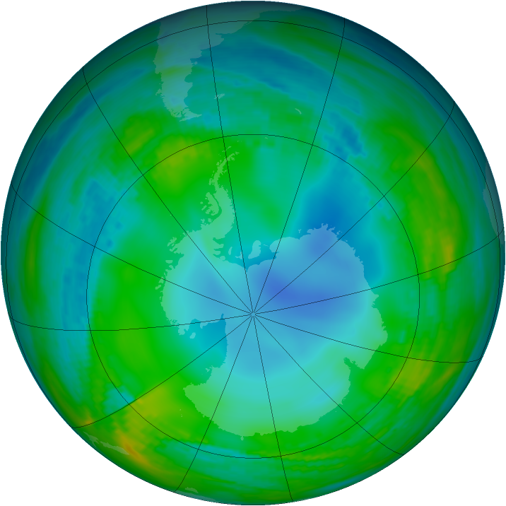 Antarctic ozone map for 28 May 1989